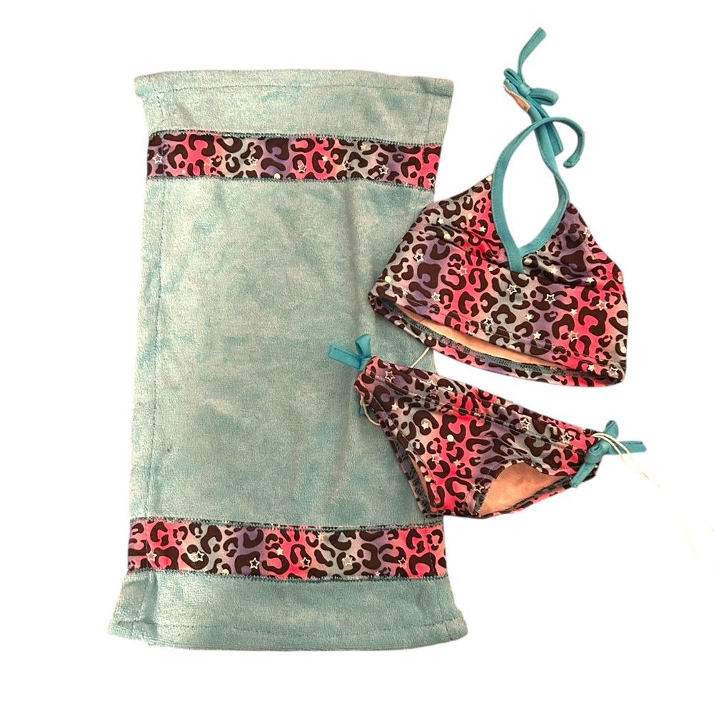 BABW Leopard Bikini + Towel Set Build-A-Bear Clothes